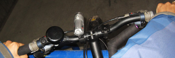 Picture of Natasha's hands on bike handelbars