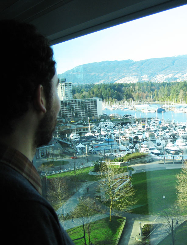 Jan looking at a view of Vancouver